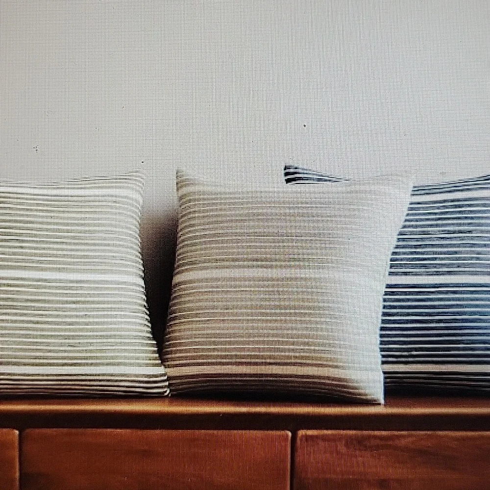 West Elm Silk Cotton Blend Mini Stripe Pearl Gray Accent Pillow Cover